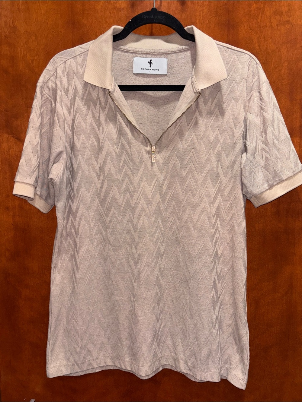 Fathers Sons Beige Short-Sleeve Zip Polo